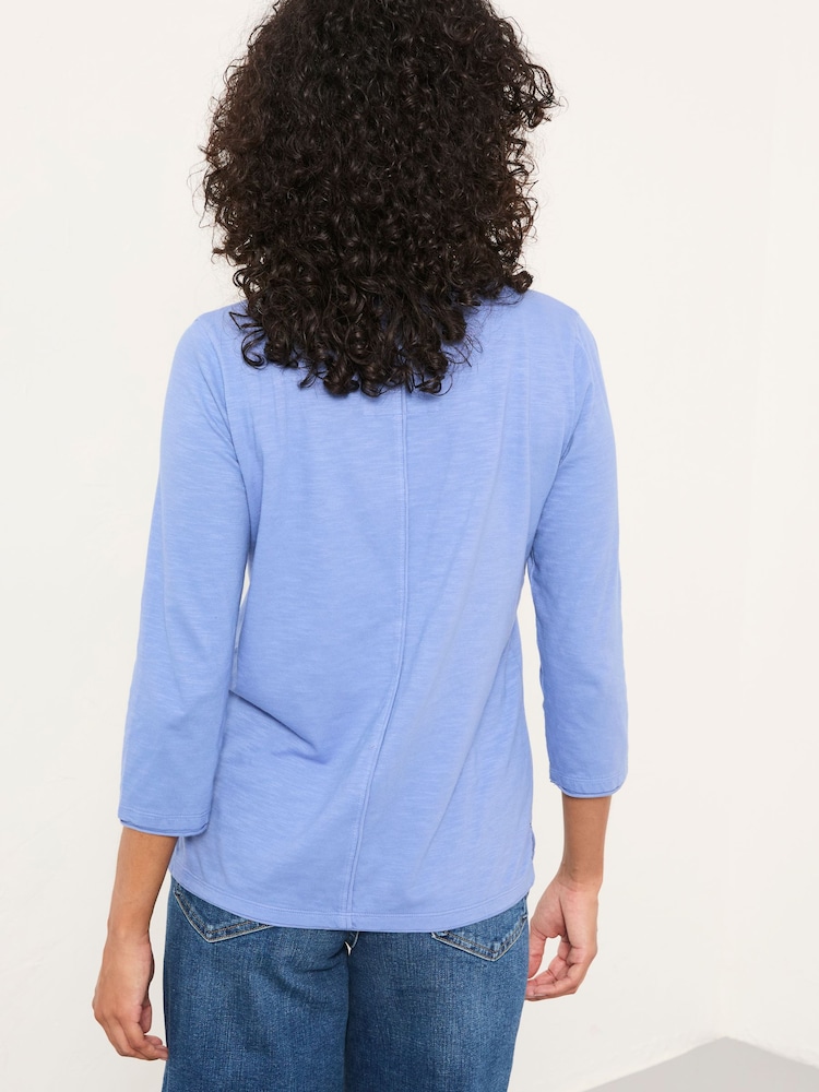 FatFace Aster Chambray Blue 3/4 Sleeve T Shirt - Image 2 of 4 FatFace Aster Chambray Blue 3/4 Sleeve T Shirt - Image 2 of 4