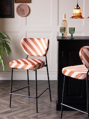 Rockett St George Pink and Amber Studio Stripe Perfect Bar Stool - Image 1 of 4