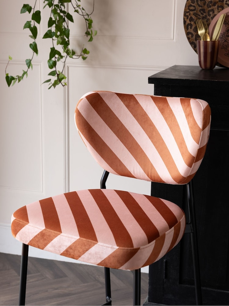 Rockett St George Pink and Amber Studio Stripe Perfect Bar Stool - Image 2 of 4