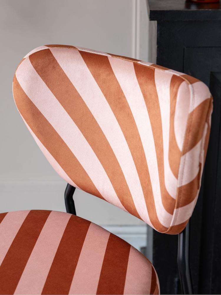 Rockett St George Pink and Amber Studio Stripe Perfect Bar Stool - Image 4 of 4