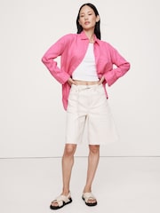 Banana Republic Pink Oversized 100% Linen Shirt - Image 1 of 4