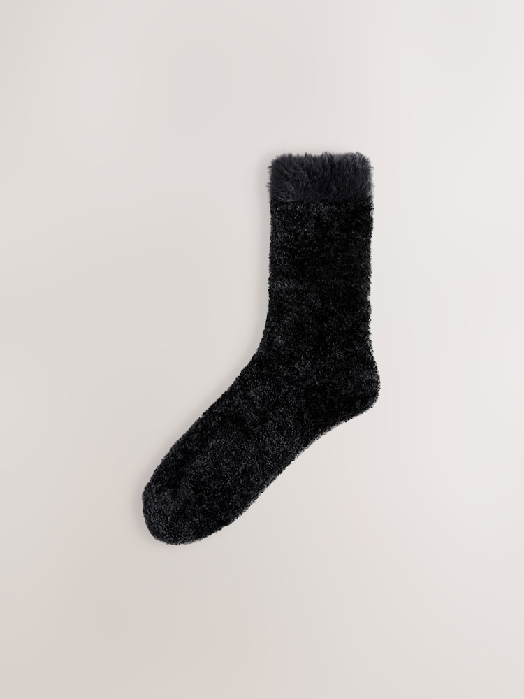 Black/ Neutral Velvet Cosy Socks 2 Pack - Image 2 of 5