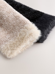 Black/ Neutral Velvet Cosy Socks 2 Pack - Image 4 of 5