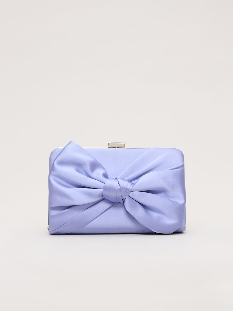 Phase Eight Blue Satin Knot Clutch bag - Image 1 of 7