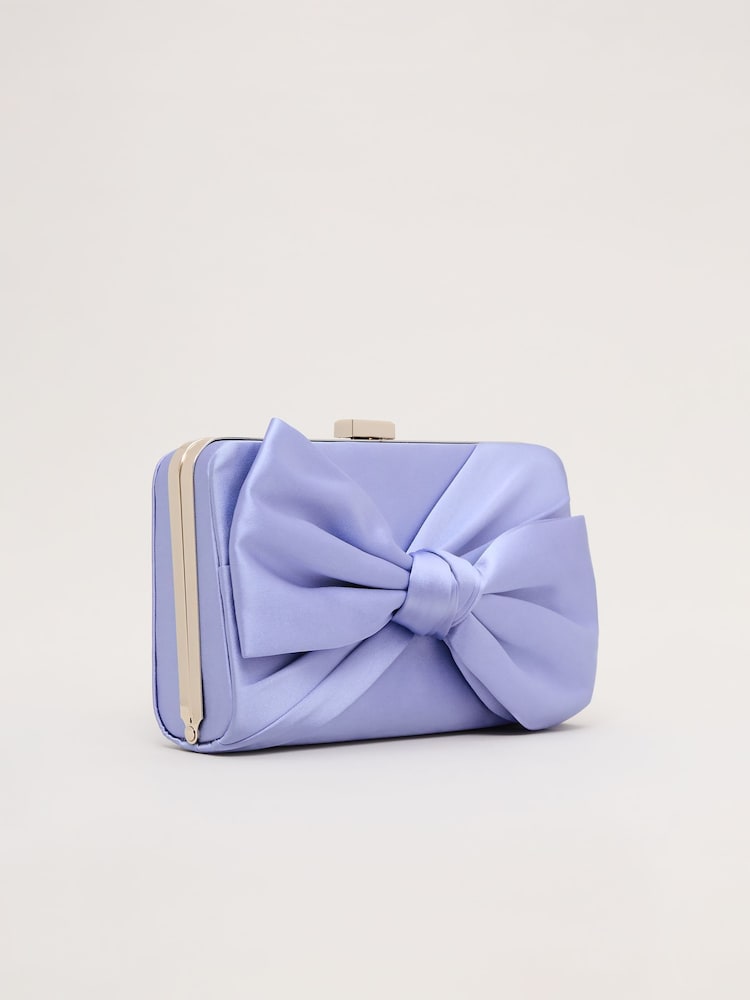 Phase Eight Blue Satin Knot Clutch bag - Image 2 of 7 Phase Eight Blue Satin Knot Clutch bag - Image 2 of 7