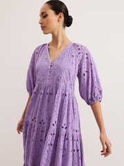 Phase Eight Purple Lorena Maxi 100% Cotton Dress - Image 5 of 6