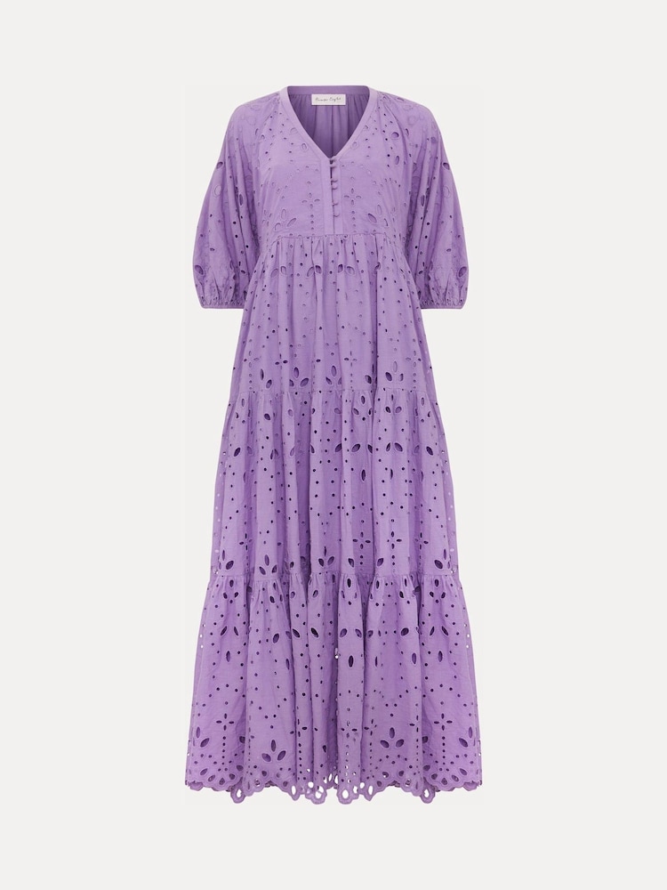 Phase Eight Purple Lorena Maxi 100% Cotton Dress - Image 6 of 6
