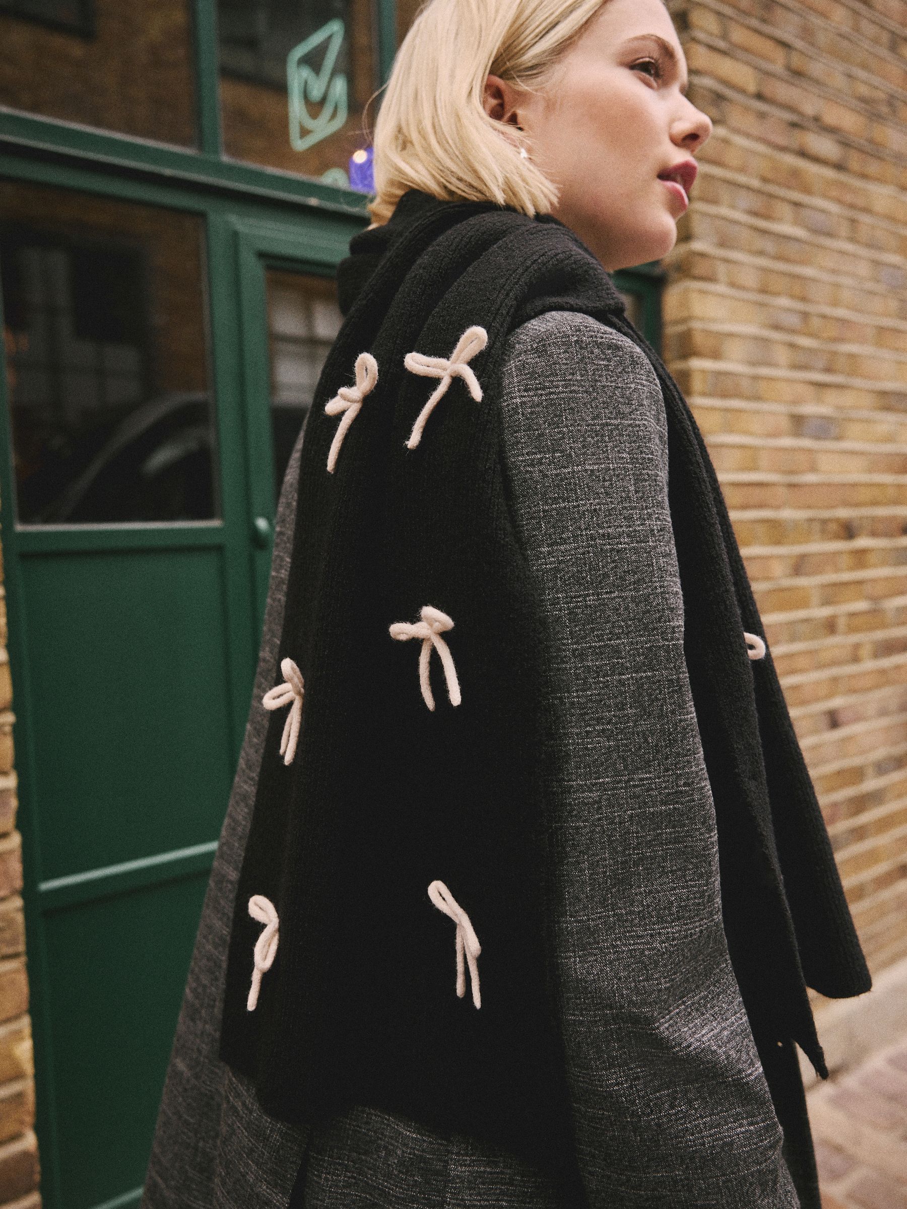 Buy Black 3D Bow Knitted Heavyweight Scarf from Next USA