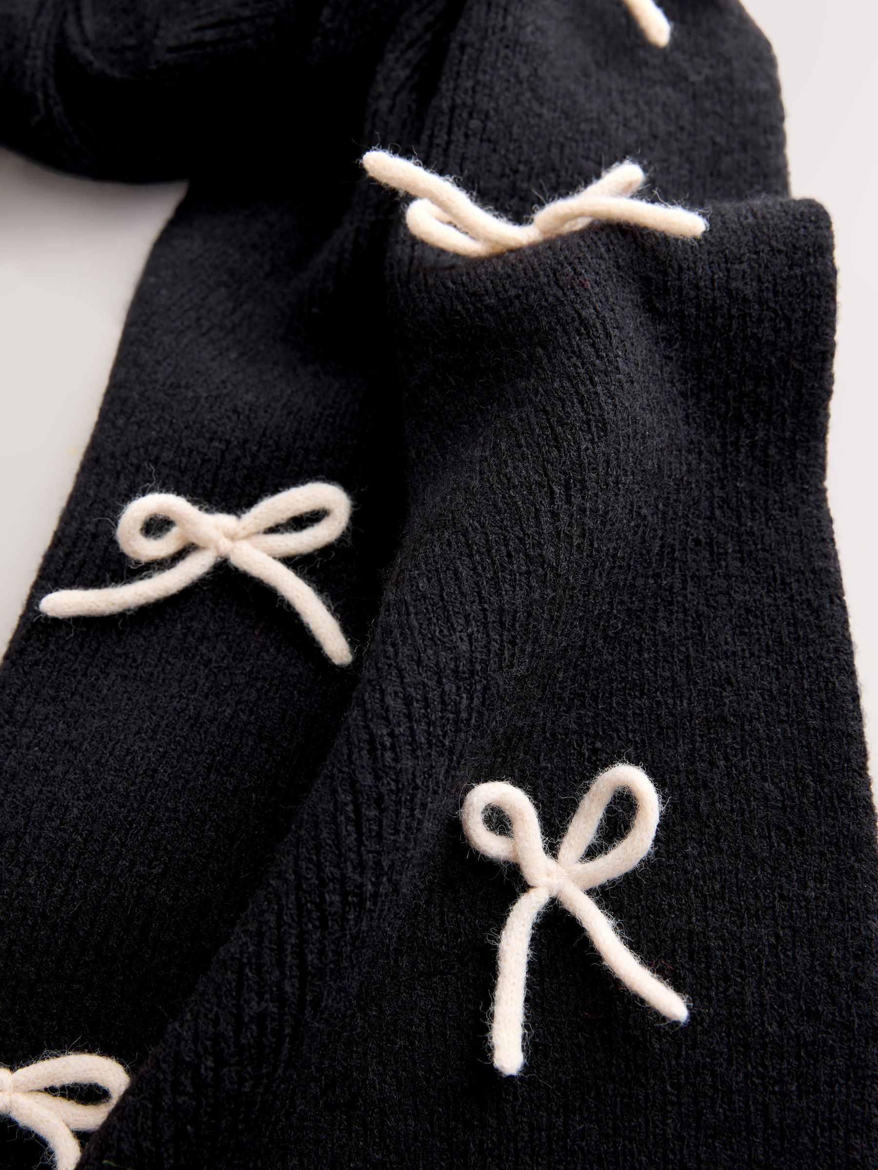 Buy Black 3D Bow Knitted Heavyweight Scarf from Next USA