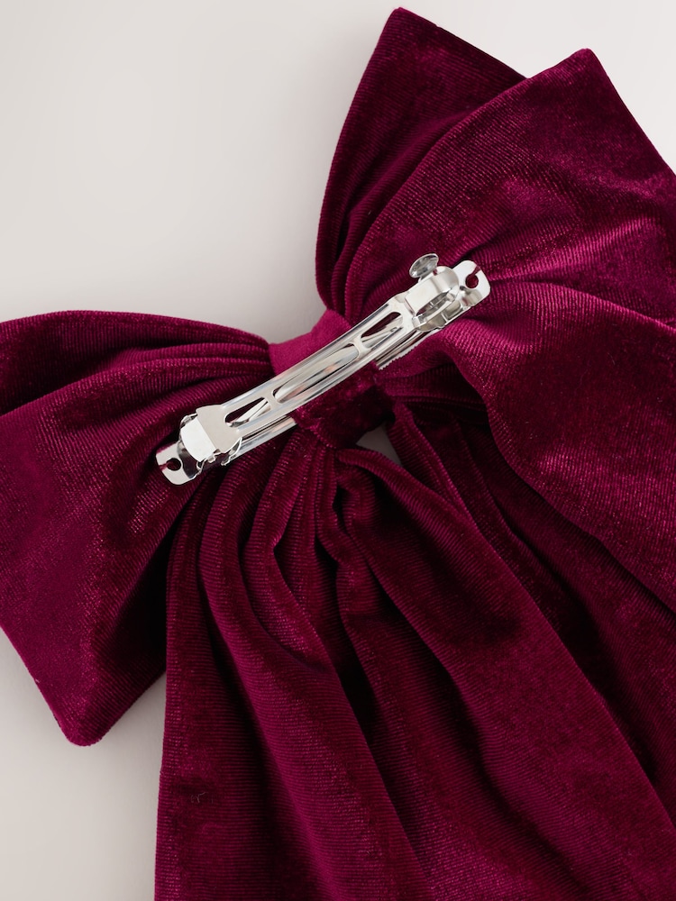 Burgundy Red Velvet Bow Hair Clip - Image 2 of 2
