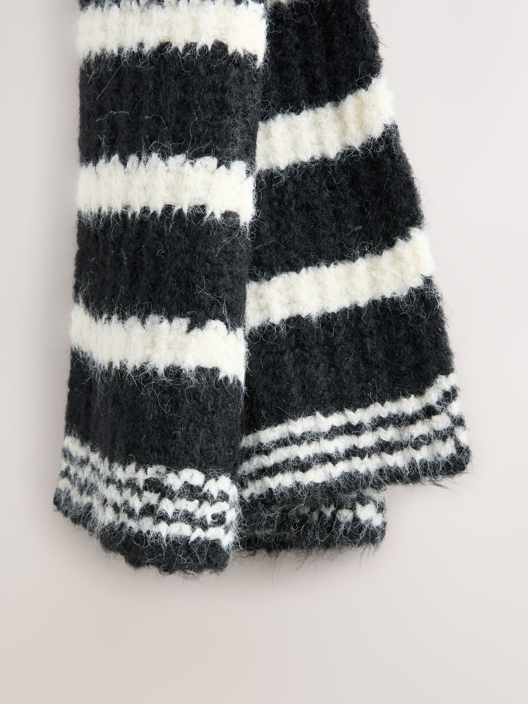 Buy Black/White Knitted Wool Blend Striped Scarf from Next USA