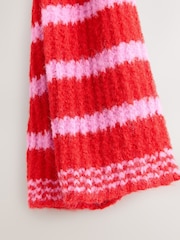 Pink Knitted Wool Blend Striped Scarf - Image 9 of 9