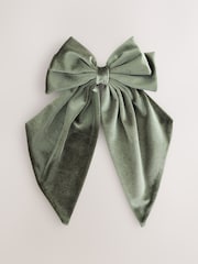Green Velvet Bow Hair Clip - Image 1 of 3