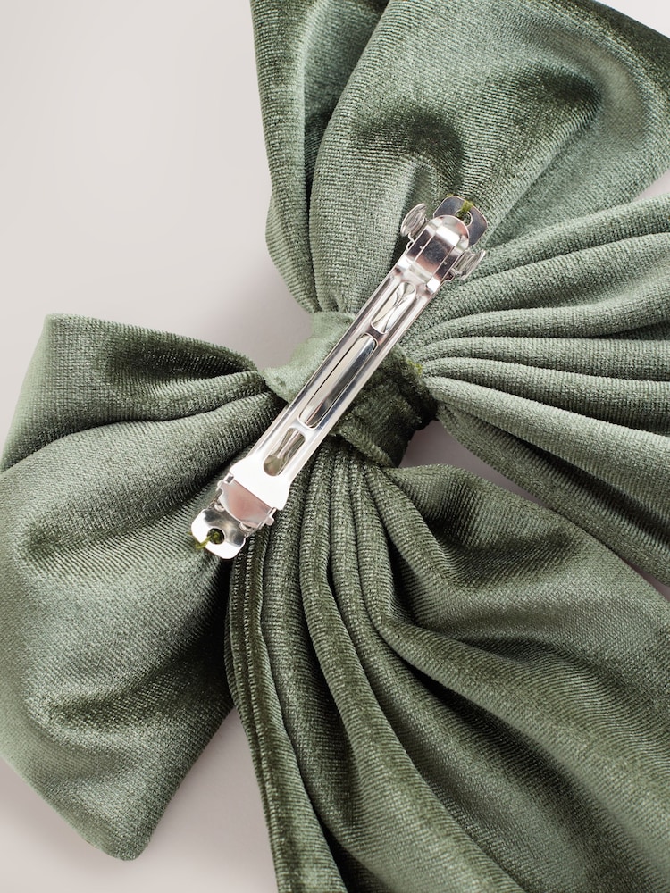 Green Velvet Bow Hair Clip - Image 3 of 3