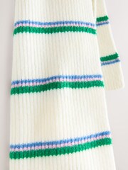 Green/Cream Stripe Knitted Heavyweight Scarf - Image 1 of 6