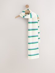 Green/Cream Stripe Knitted Heavyweight Scarf - Image 2 of 6