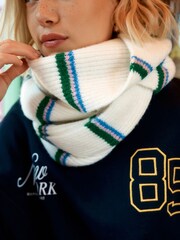 Green/Cream Stripe Knitted Heavyweight Scarf - Image 5 of 6