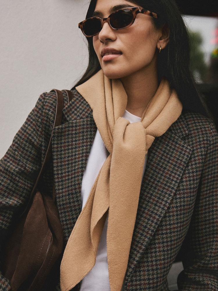 Neutral Felt Triangle Scarf - Image 1 of 8