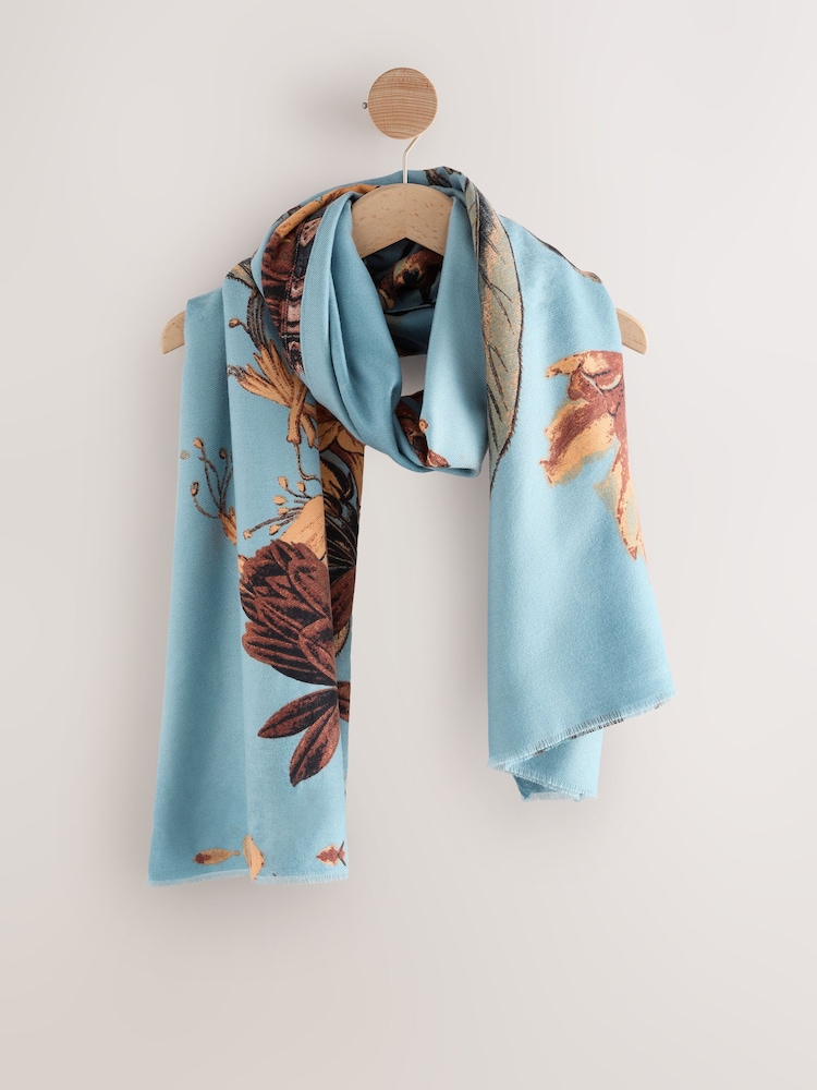 Blue Floral Midweight Scarf - Image 1 of 3
