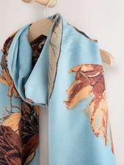 Blue Floral Midweight Scarf - Image 2 of 3