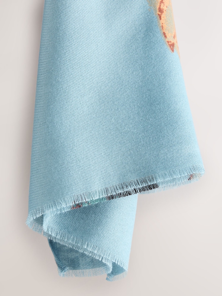 Blue Floral Midweight Scarf - Image 3 of 3