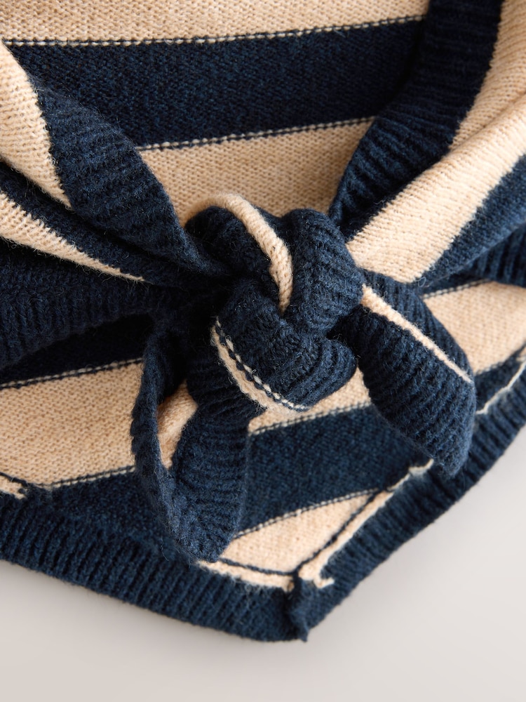 Navy/Camel Stripe Triangle Scarf - Image 2 of 3
