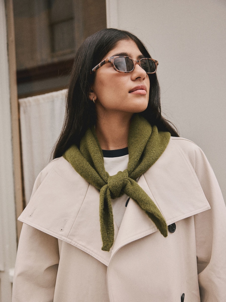 Green Knitted Triangle Scarf - Image 1 of 9