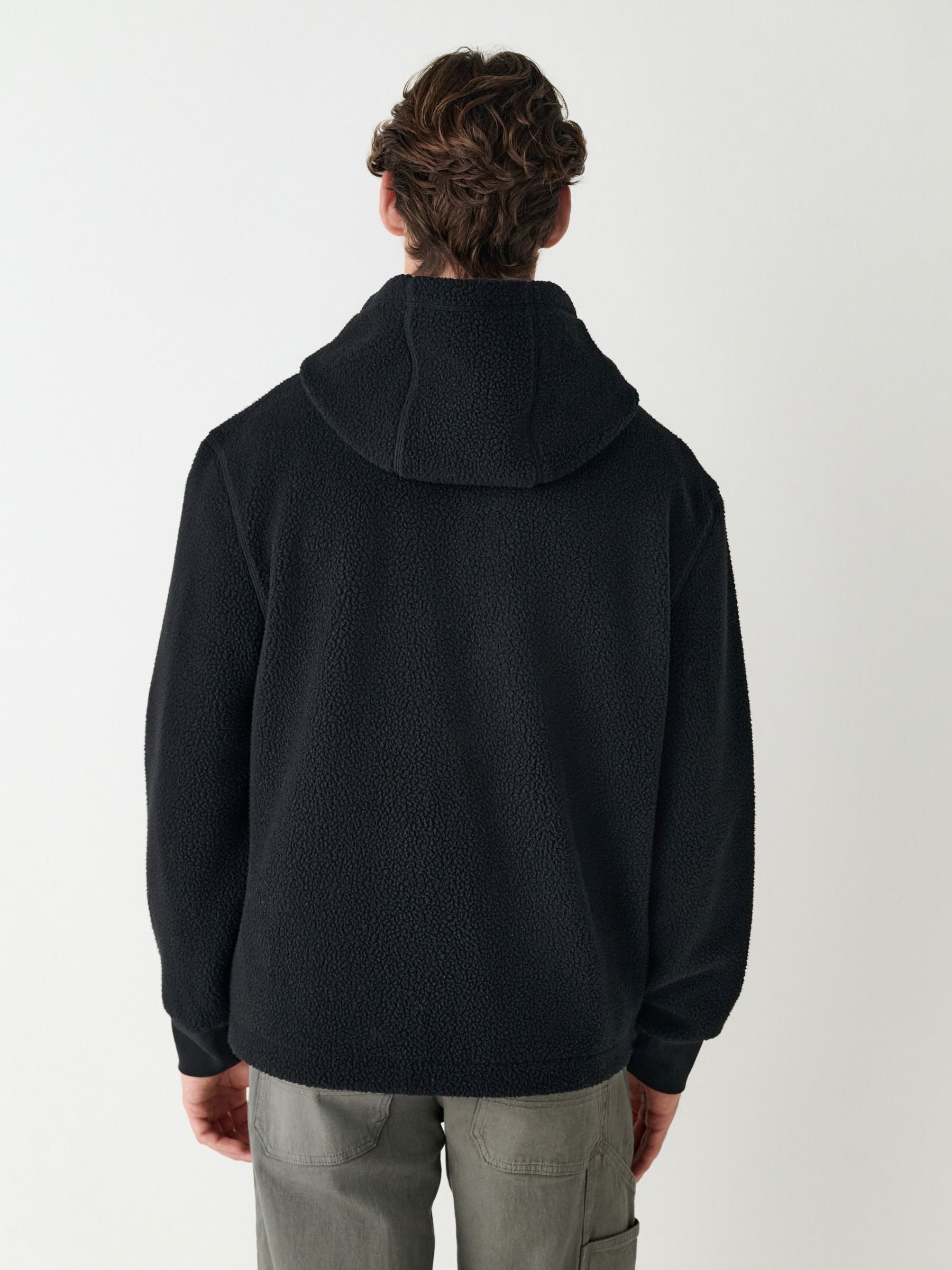 Buy Black Hooded Borg Fleece from Next USA