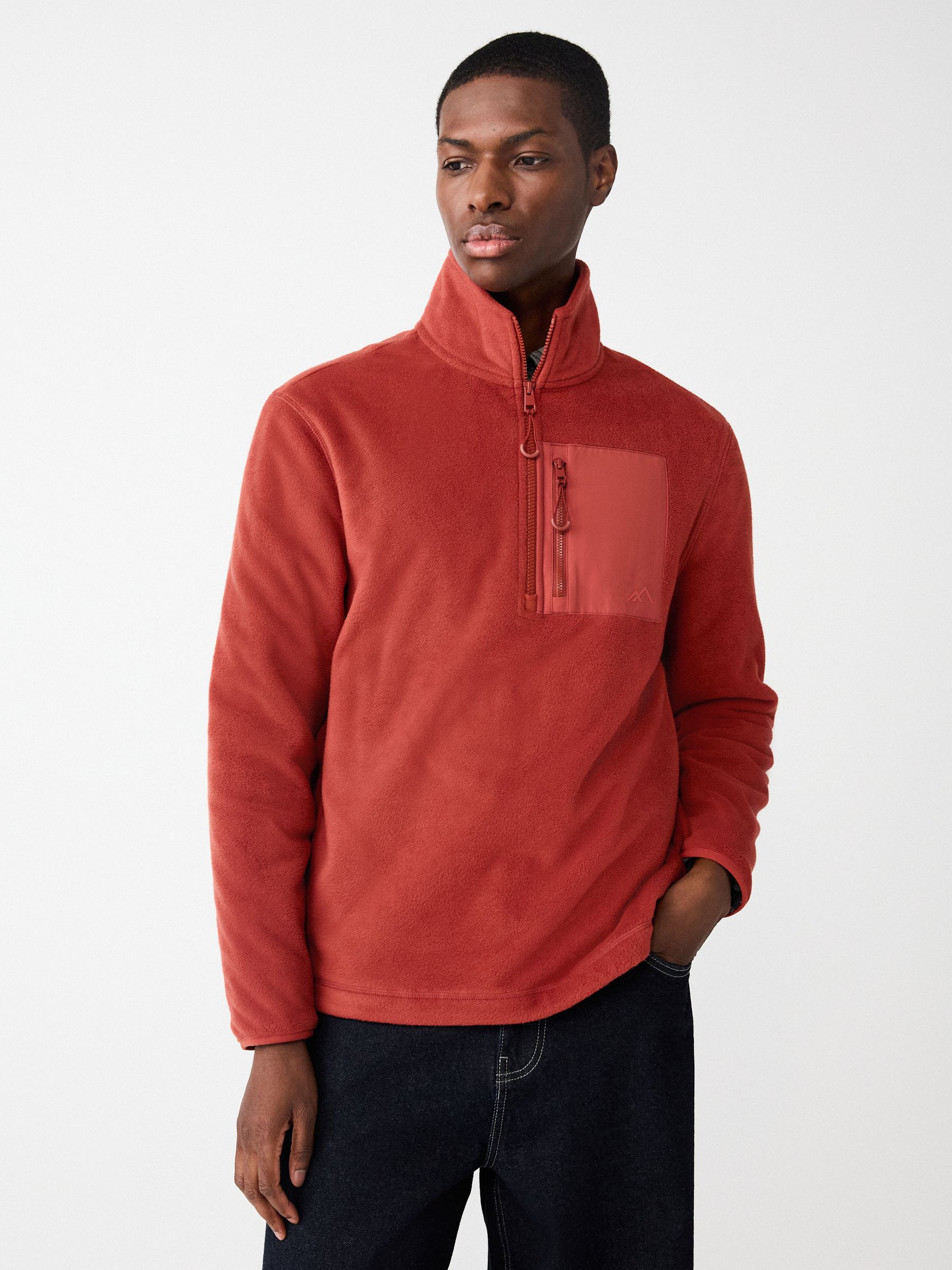 Buy Rust Brown Zip Neck Utility Style Polar Fleece from Next India