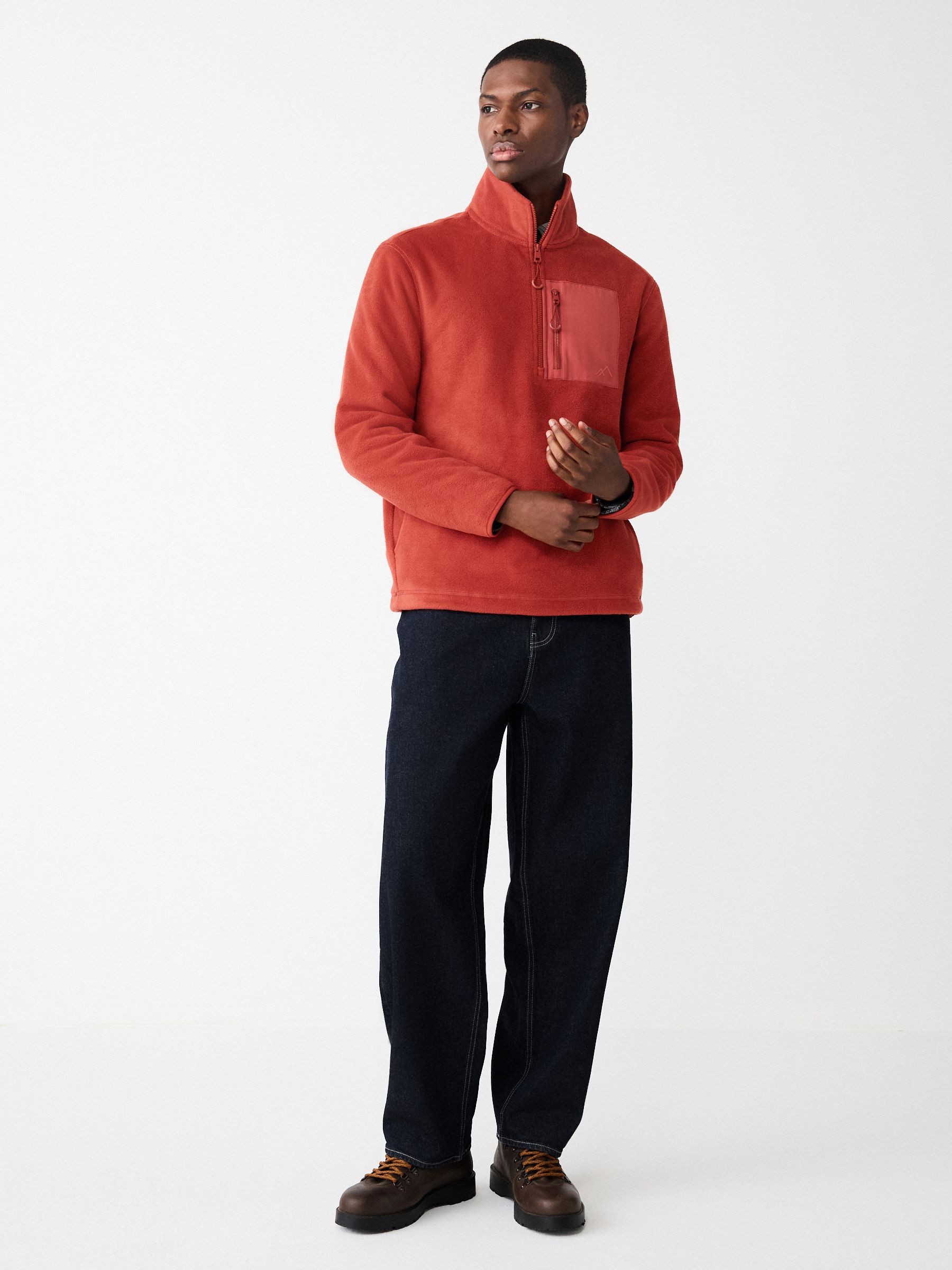 Buy Rust Brown Zip Neck Utility Style Polar Fleece from Next India
