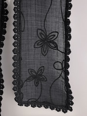 Black Skinny Embroidered Scarf - Image 3 of 3