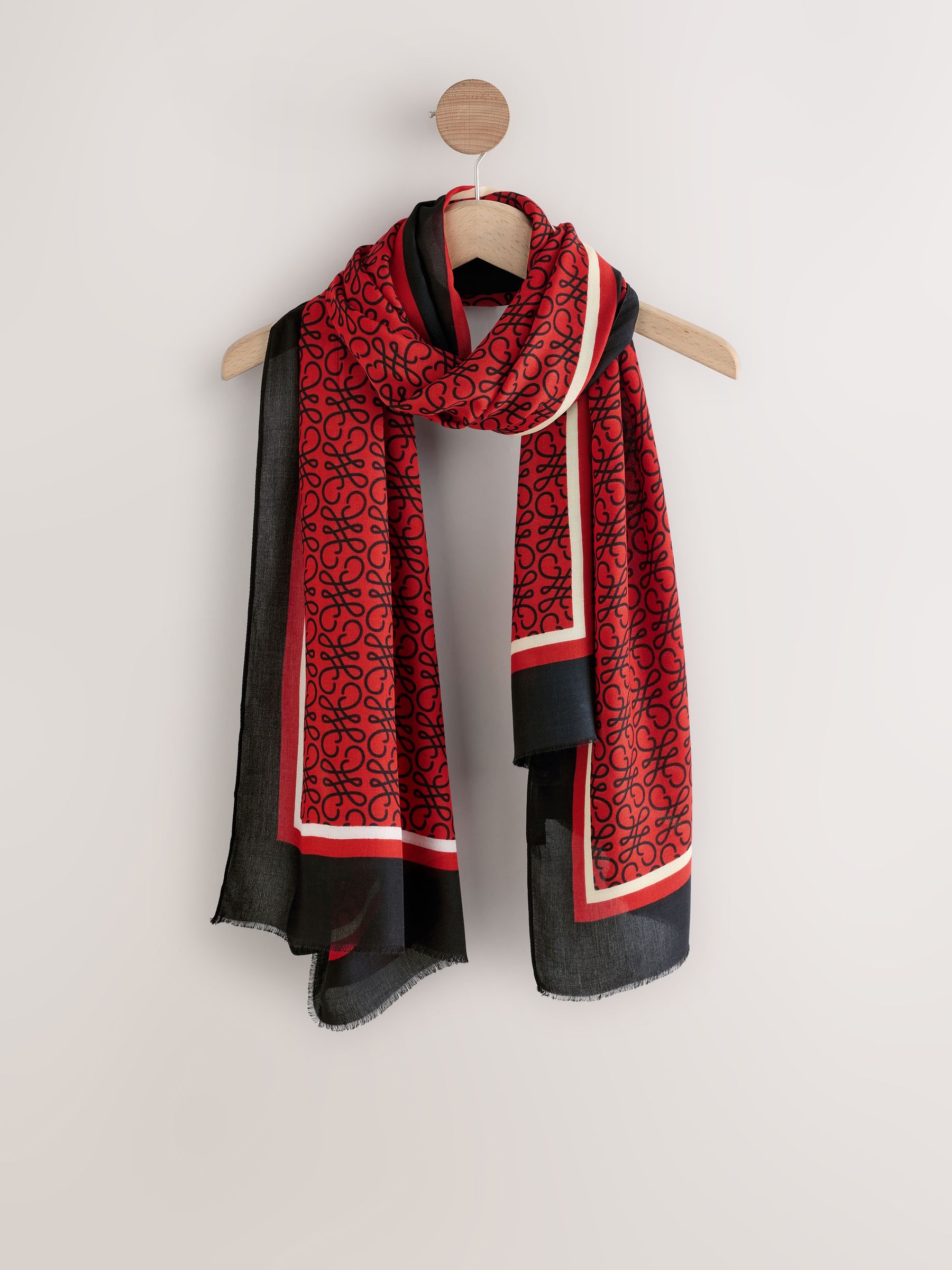 Buy Red/Black Swirl Square Lightweight Scarf from Next India