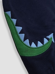JoJo Maman Bébé Dark Blue Dragon 2-Piece Appliqué Dungarees & Stripe Top Set - Image 10 of 10