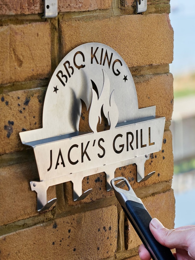 Personalised Stainless Steel BBQ Tool Rack by Oakdene - Image 1 of 1 Personalised Stainless Steel BBQ Tool Rack by Oakdene - Image 1 of 1