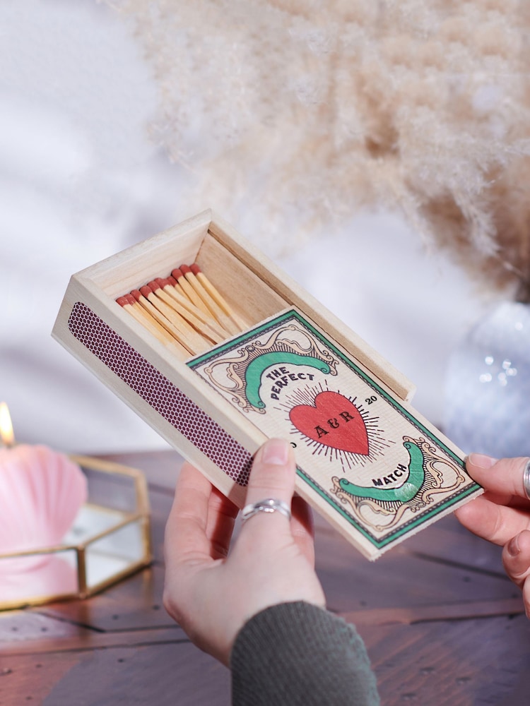 Personalised Couples Wooden Matchbox by Oakdene - Image 2 of 2 Personalised Couples Wooden Matchbox by Oakdene - Image 2 of 2