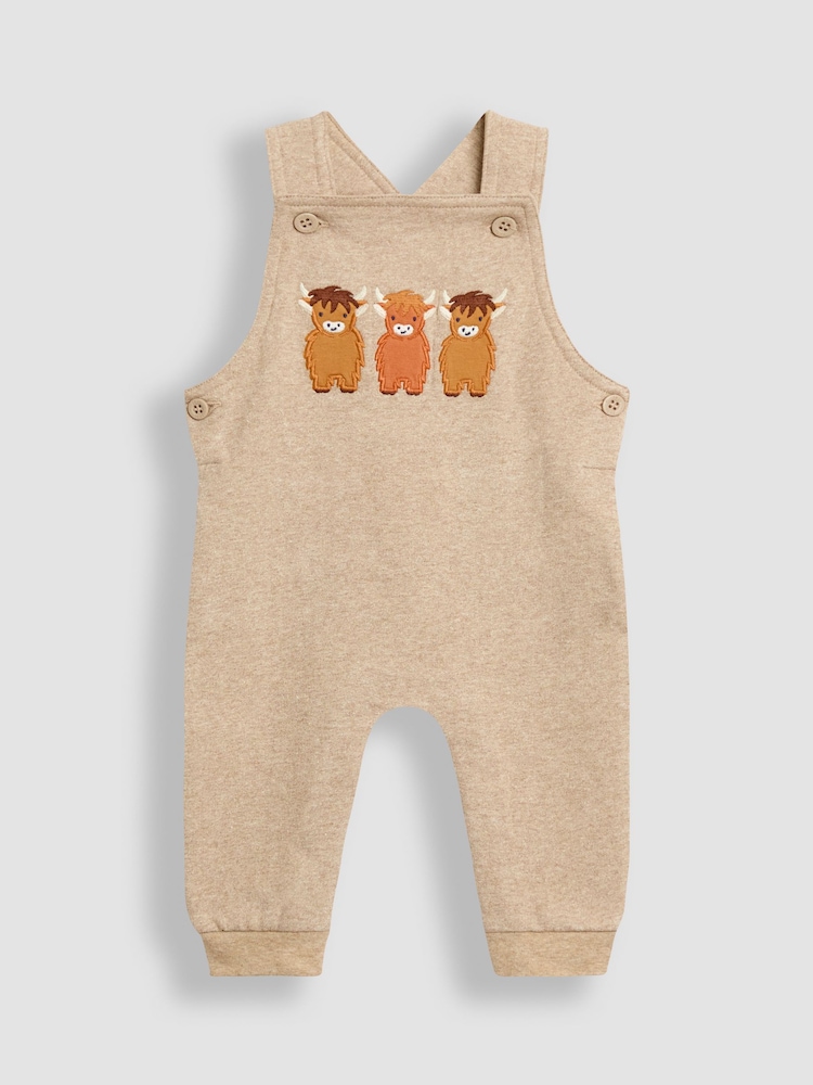 JoJo Maman Bébé Natural 2-Piece Construction Dungarees & Top Set - Image 2 of 7
