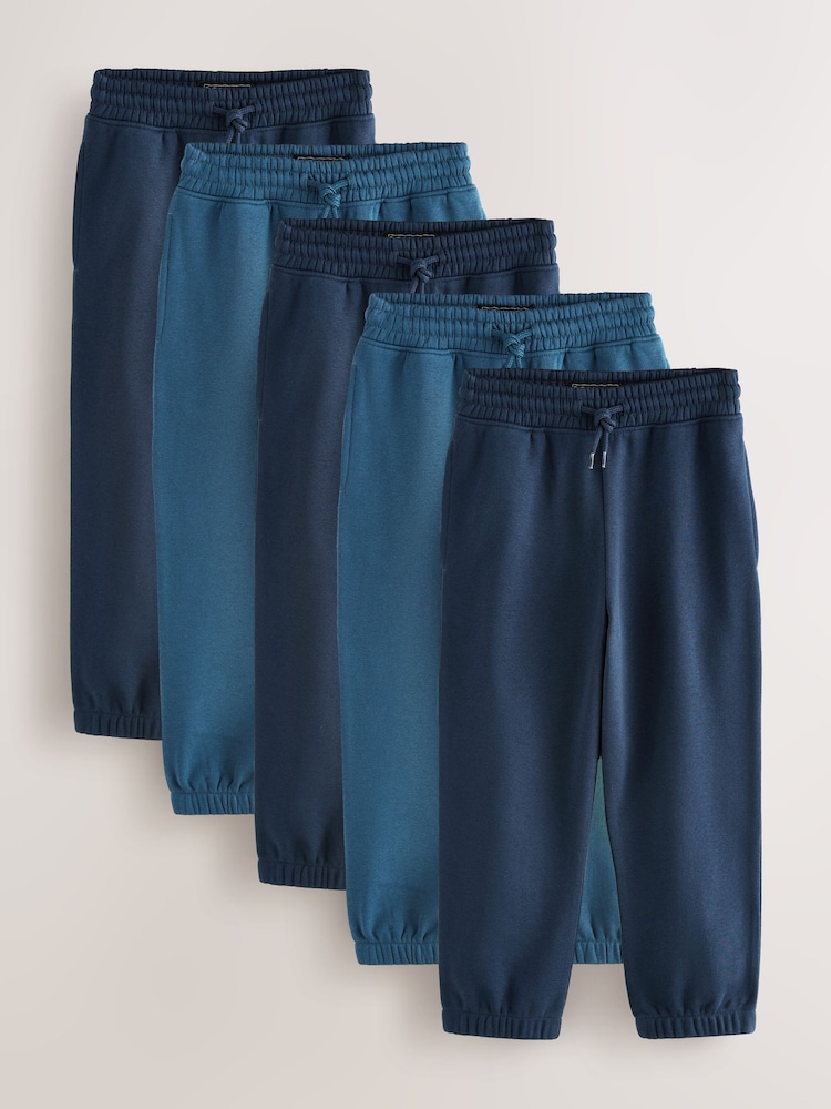 Navy Regular Fit Basic Joggers 5 Pack (3-16yrs) - Image 1 of 9