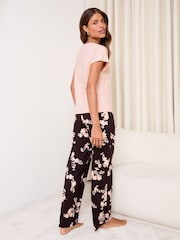 Lipsy Burgundy Red Jersey T-Shirt Trousers Pyjamas Set - Image 4 of 4