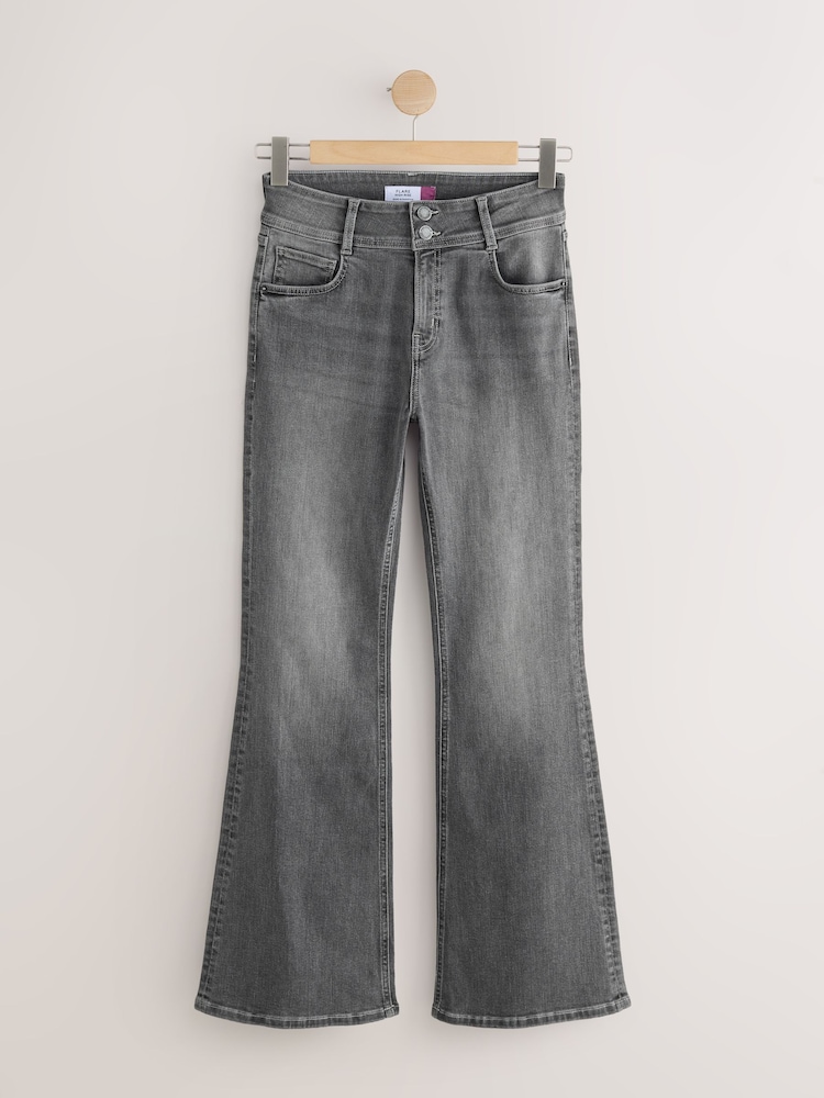 Grey High Rise Stretch Flare Jeans - Image 1 of 4