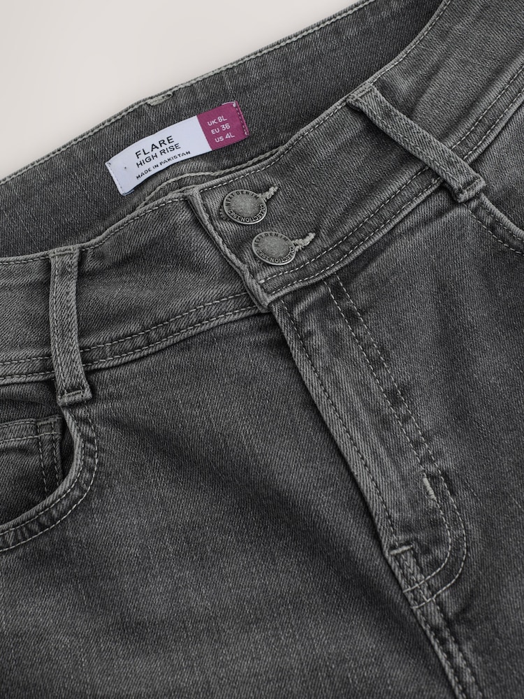 Grey High Rise Stretch Flare Jeans - Image 2 of 4