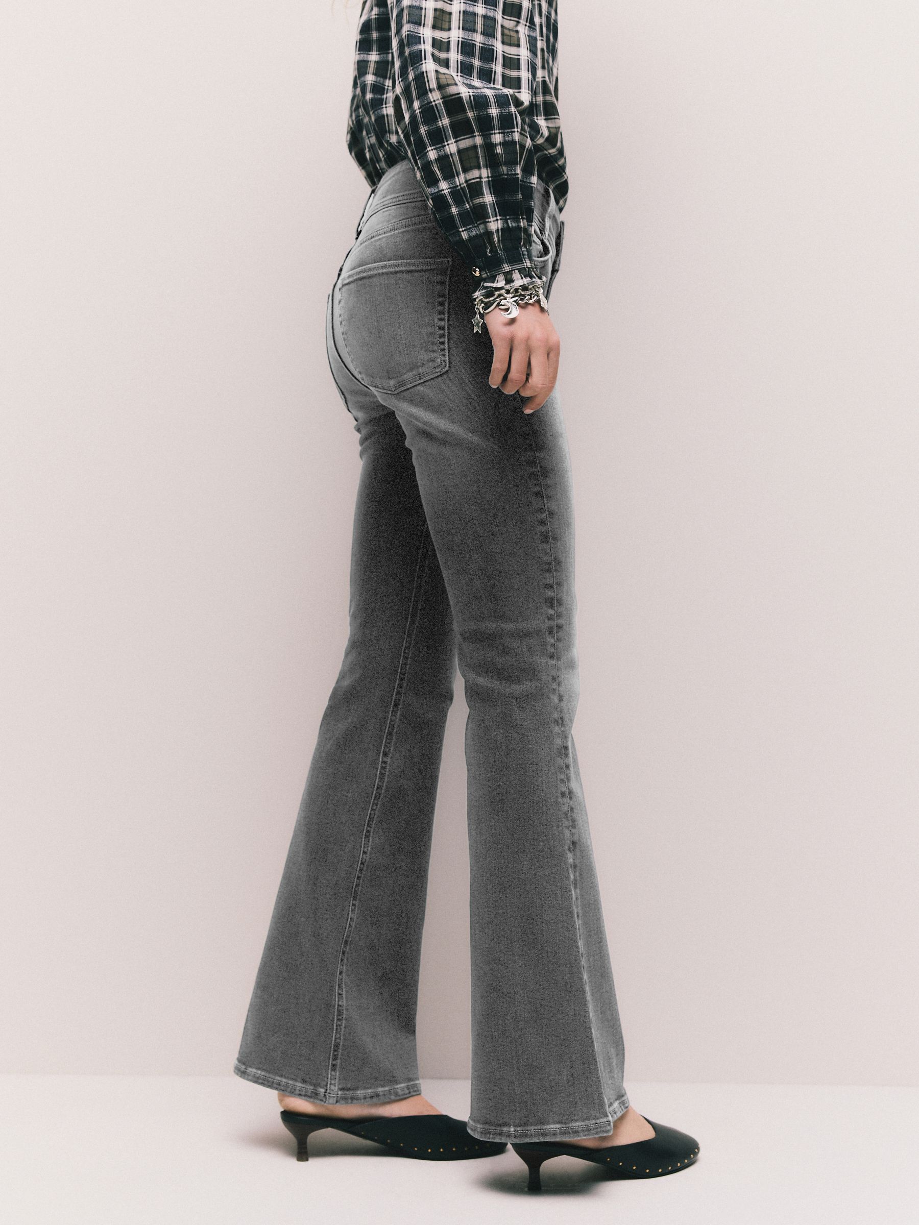 Buy Grey High Rise Stretch Flare Jeans from Next USA