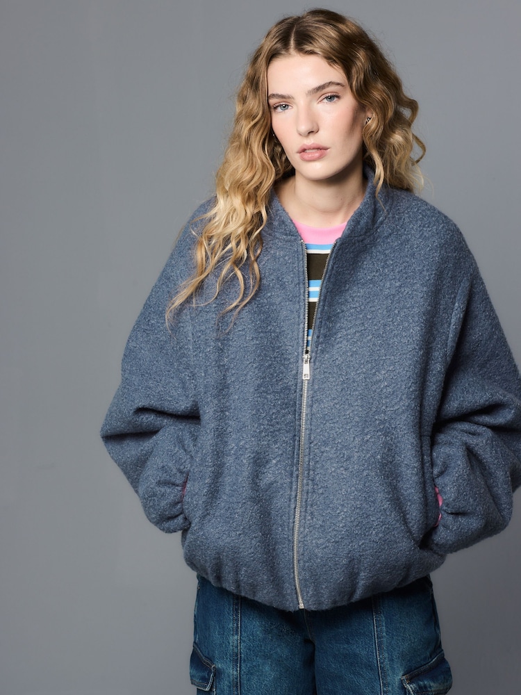 Blue Coatigan Bomber Jacket - Image 1 of 8