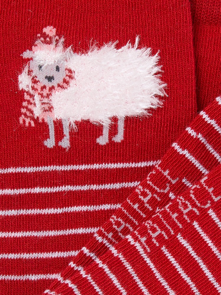 FatFace Red Fluffy Sheep Socks - Image 2 of 2