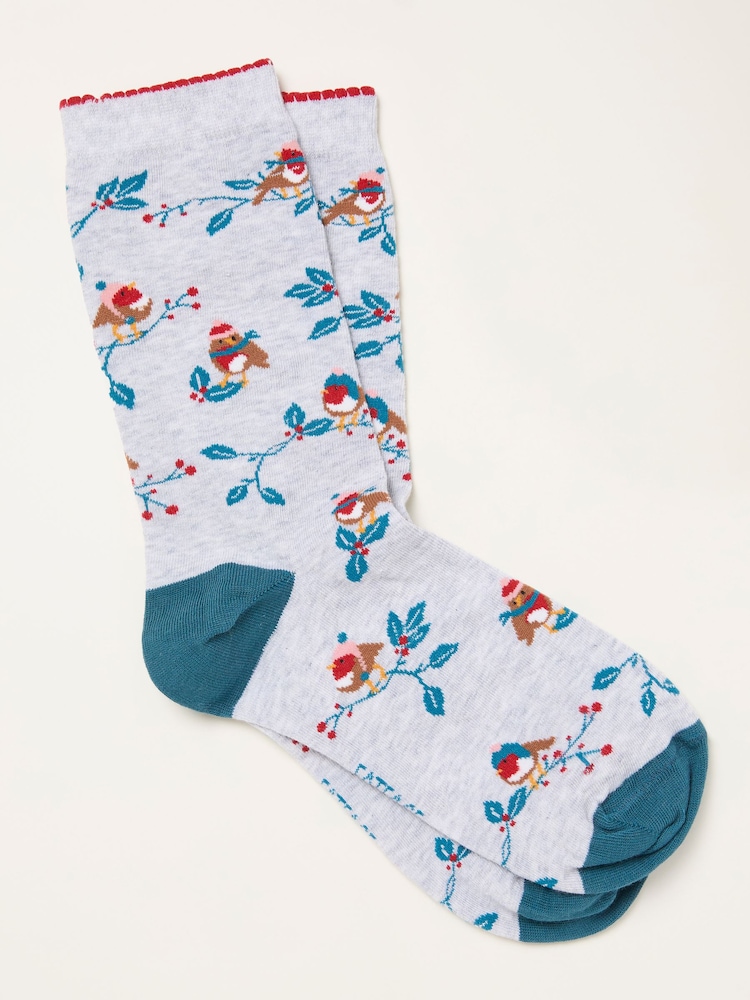 FatFace Grey Robin Socks - Image 1 of 2