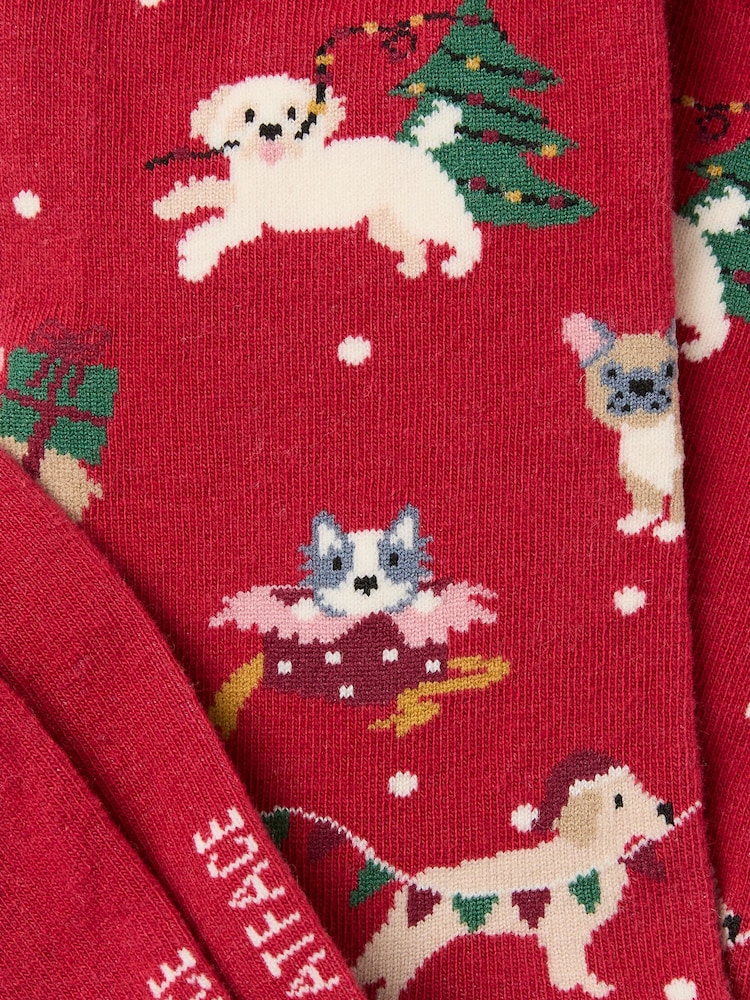 FatFace Red Christmas Dogs Socks - Image 2 of 2 FatFace Red Christmas Dogs Socks - Image 2 of 2