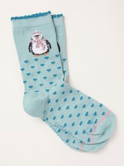 FatFace Green Haze Penguin Socks - Image 1 of 2