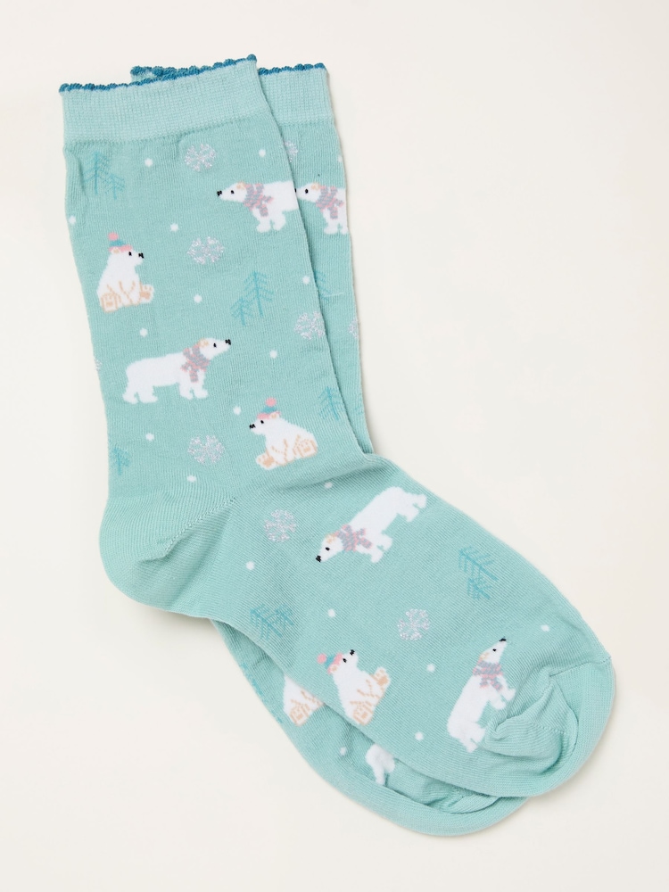 FatFace Green Haze Polar Bear Socks - Image 1 of 2 FatFace Green Haze Polar Bear Socks - Image 1 of 2
