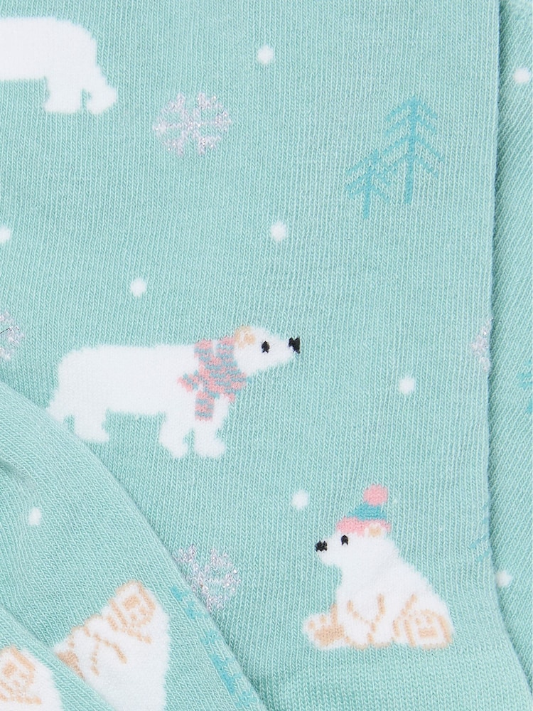 FatFace Green Haze Polar Bear Socks - Image 2 of 2 FatFace Green Haze Polar Bear Socks - Image 2 of 2