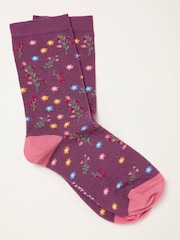 FatFace Purple Winter Floral Socks - Image 1 of 2