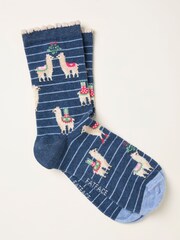 FatFace Navy Llama Socks - Image 1 of 2